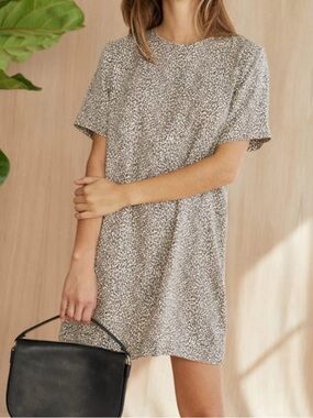 Jenni Kayne Leopard Soft Jersey Short Sleeve T Shirt Dress L